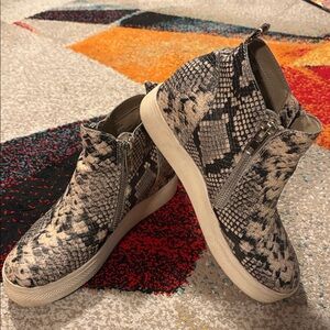 Steven Madden Snake Print Ankle Wedgie Sneakers